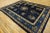 Exceptional Navy Blue Color With Lovely Chinoiserie and Floral Design Antique Chinese Perking Rug For Sale - Image 4 of 10