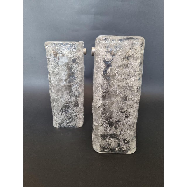 Mid-Century Modern Mid-Century Murano Ice Glass Wall Sconces by Kaiser Leuchten, Germany, 1970s, Set of 2 For Sale - Image 3 of 16