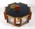 Fredrick Ramond Hexagonal Chandelier, c. 1970s, seven lights, wood and brass construction, with smoked glass panes,...