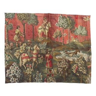 Mid-Century French Aubusson Jacquard Tapestry Médiéval Design, 1940s For Sale