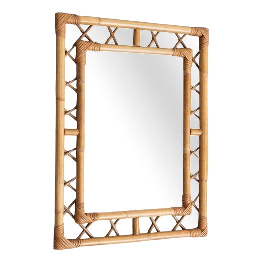 French Bamboo Mirror, 1970 For Sale