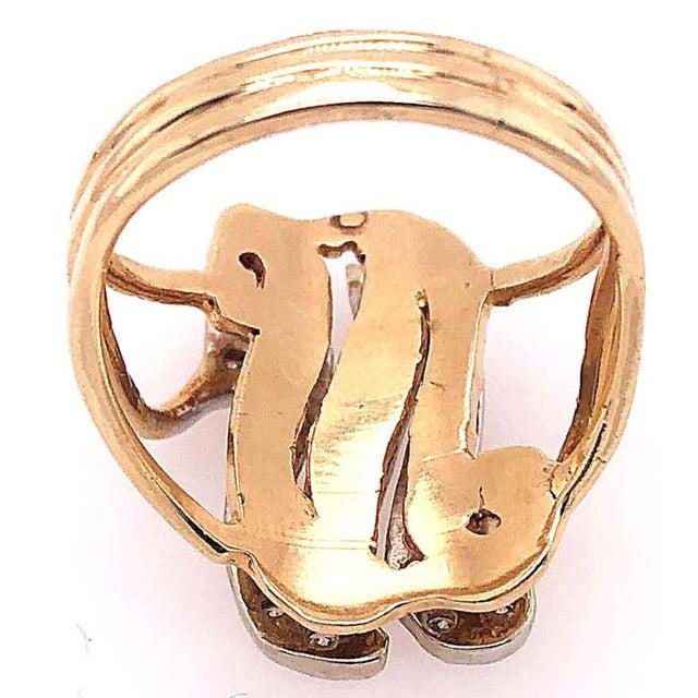 14 Karat Two-Tone Yellow and Gold Diamond Initial N Ring, Size 9.5 For Sale In New York - Image 6 of 12