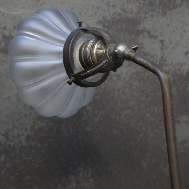 Art Deco French Cast Iron & Frosted Glass Desk Light, 1930s For Sale - Image 3 of 9