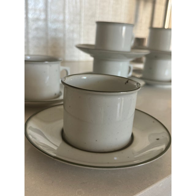 Vintage Dansk Green Mist Coffee Cup & Saucer Set of 8 Niels Refsgaard Denmark Stoneware ( For Sale - Image 12 of 14