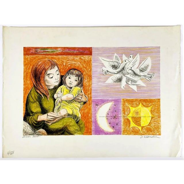 Anton Refregier (Russia, 1905-1979) 'Sun and Moon Living' color lithograph on paper. Pencil signed and inscribed as...