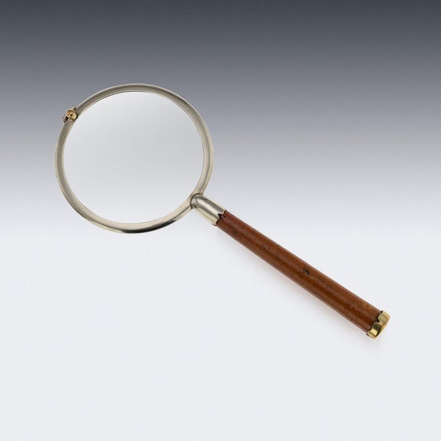 Antique 20th Century English Silver & Leather Magnifying Glass For Sale - Image 5 of 13