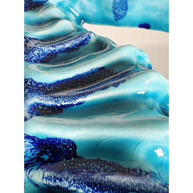 Blue Wall Decoration in Glazed Ceramic, France, 1970 For Sale - Image 11 of 15