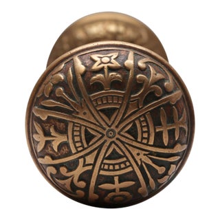 Antique Lockwood Polished Bronze Entry Door Knobs For Sale