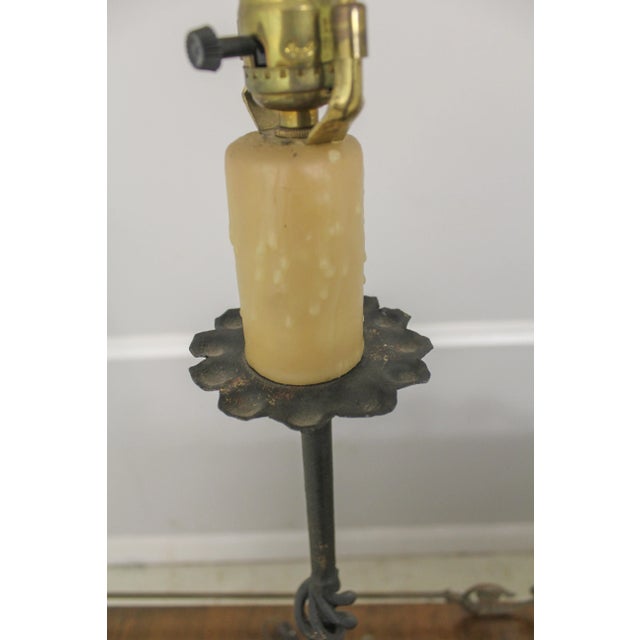Traditional 1960s Wrought Iron Candlestick Style Table Lamp For Sale - Image 3 of 12