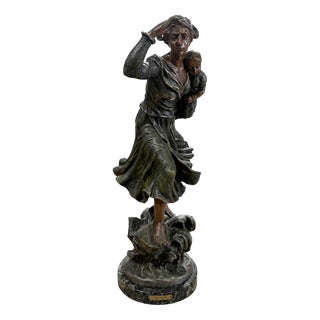 Second Model of Anxiete, 20th Century, Bronze on Marble Base For Sale