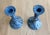Late 20th Century Vintage Blue & White Marbleized Ceramic Candlesticks – Pair of Agateware / Aptware Style Sculptural Candleholders For Sale - Image 5 of 8