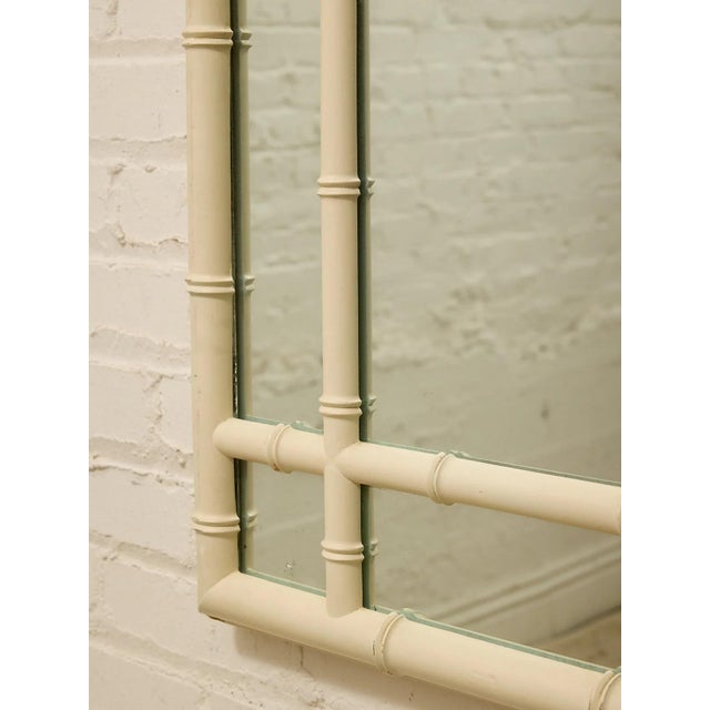 Mid 20th Century Vintage Hollywood Regency Faux Bamboo White Wall Mirror For Sale - Image 5 of 9