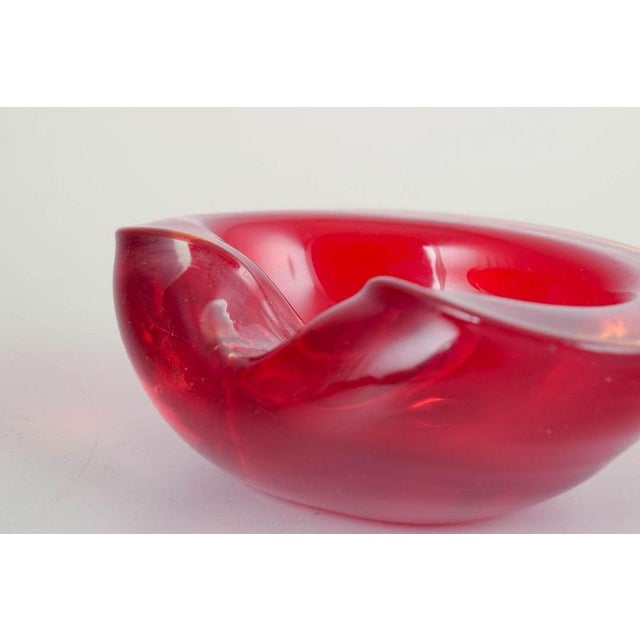 Vintage Decorative Bowl with Organic Form in Red Sommerso Glass, 1960s For Sale - Image 4 of 5