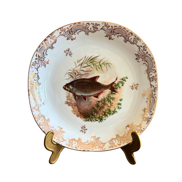Vintage French Hand-Painted Fish Service from Limoges, 1950, Set of 7 For Sale - Image 3 of 11
