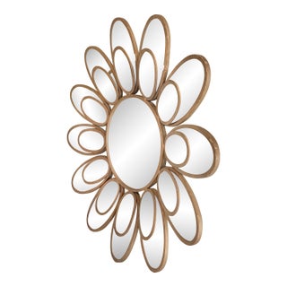 Oversized 360° Multi-Angle Reflection, 2-Tiered Sculptural Sunburst Flower Mirror - McM, Hollywood Regency Style Deep Beveled Glass Mirror For Sale