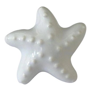Set of 25 Drawer Cabinet Pulls Handles Knobs White Porcelain Starfish Coastal For Sale