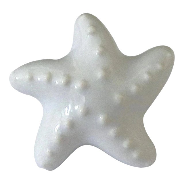 Set of 25 Drawer Cabinet Pulls Handles Knobs White Porcelain Starfish Coastal For Sale
