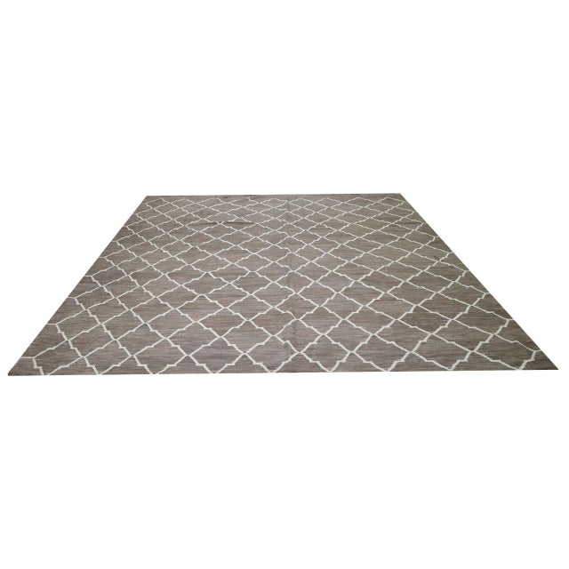 Vintage Moroccan hand woven kilim with organic wool ,natural colors and fine weave.