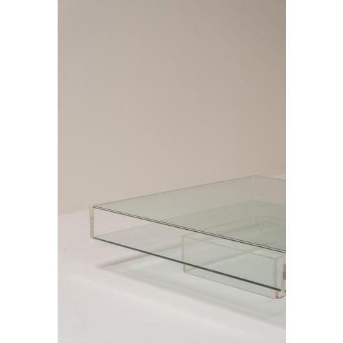 Mid-Century Modern Glass and Acrylic Glass Coffee Table, 1970s For Sale - Image 4 of 9
