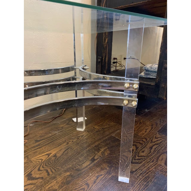 Mid 20th Century Lucite Table Base With Glass Top For Sale - Image 4 of 5