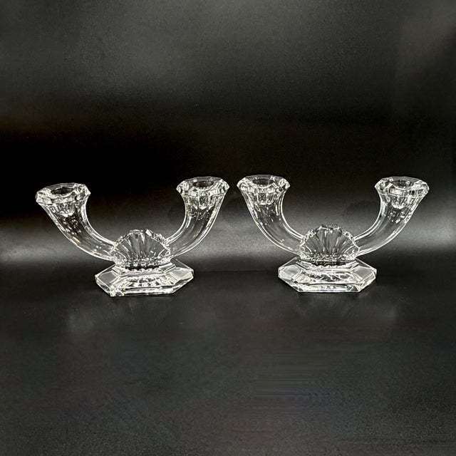 Imperial Crystal Twin-Arm Candelabra from Val Saint Lambert, Belgium, 1950s, Set of 2 For Sale - Image 10 of 18