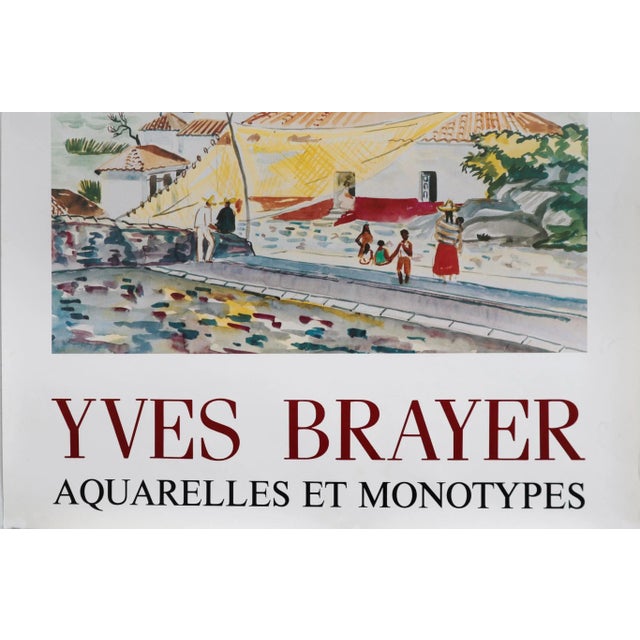 1960s 1960's French Exhibition Poster - Yves Brayer, Aquarelles Et Monotypes - Galerie Robin-Leadouze For Sale - Image 5 of 6