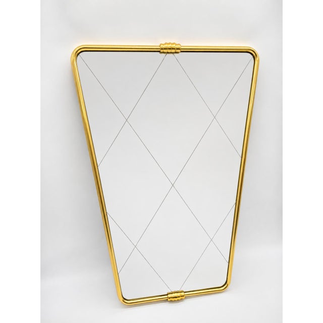 Mid-Century Modern Mid-Century Italian Mirror with Brass Frame, 1950s For Sale - Image 3 of 10