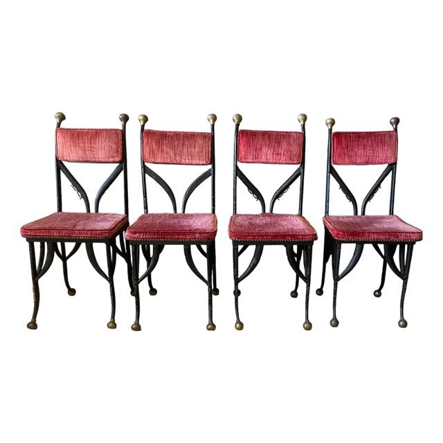 4 Antique Wrought Iron Chairs Constructed From Horse Collars For Sale