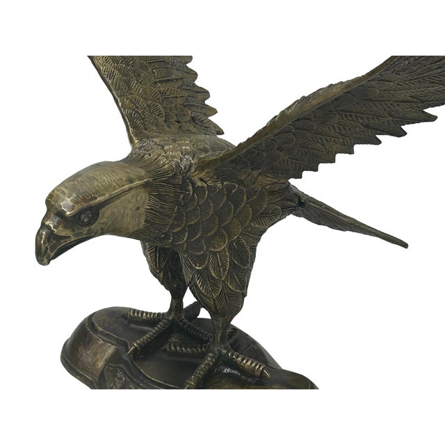 Handmade Artistic Bronze Metal Color Flying Eagle Display Figure For Sale - Image 10 of 14