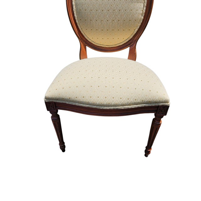 Wood Pair of Ethan Allen Accent Chairs French Regency Ballon Back Dining Room Desk For Sale - Image 7 of 11