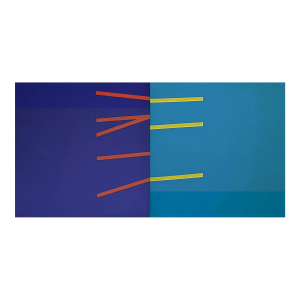 "Reaction-Response" Contemporary Minimalist Geometric Oil Diptych Painting by Shyun Song - A Pair