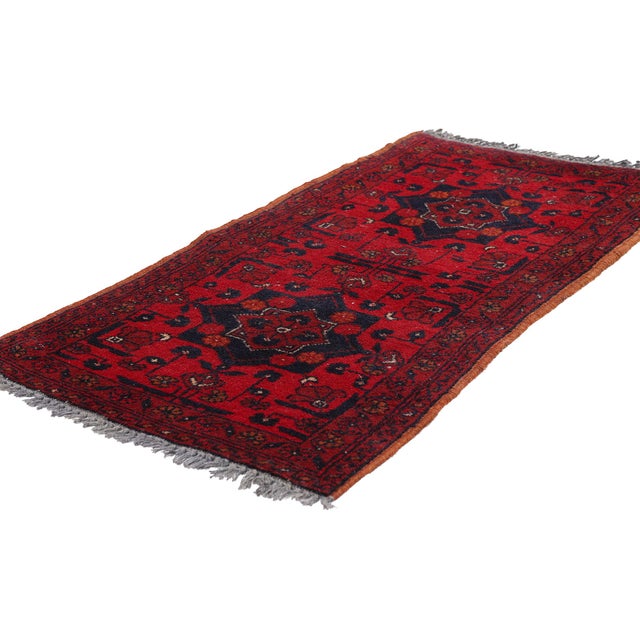79532 Vintage Persian Turkoman Rug, 01'08 x 03'04. The Crimson Dominion: A Persian Turkoman Masterpiece of Floral Elegance...