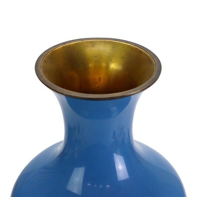 1920s JCB Enameled Copper Floor Vase With Herons C1920 For Sale - Image 5 of 5