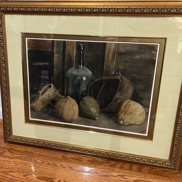 20 Th Century American School Watercolor Still Life Farmers Basket Framed Signed For Sale - Image 11 of 12