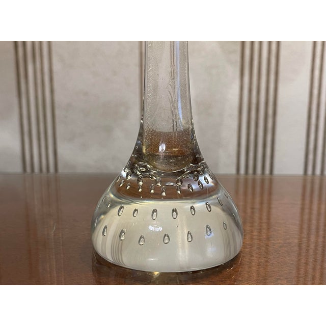 Mid 20th Century Vintage Mid-Century Hand Blown Clear Glass Bullicante Bud Vase For Sale - Image 5 of 10