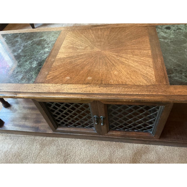 1970s Mid-Century Modern Wood and Marble Coffee Table For Sale - Image 5 of 8
