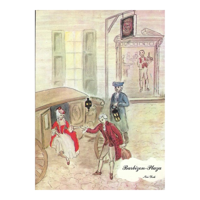 1948 Colonial Tavern Illustrated Barbizon Plaza Restaurant Menu For Sale
