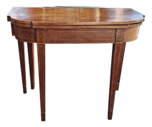 1920s Mahogany and Satinwood Inlaid Federal Style Fold-Top Console or Game Table