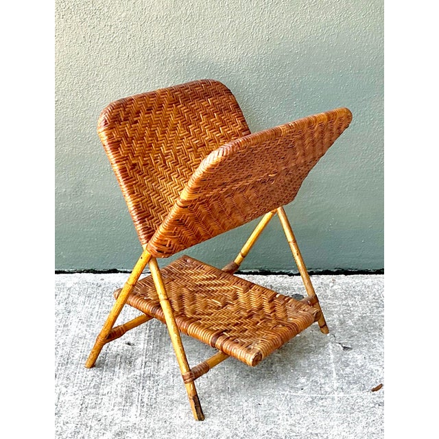 Vintage Rattan Folding Newspaper Holder For Sale - Image 11 of 12