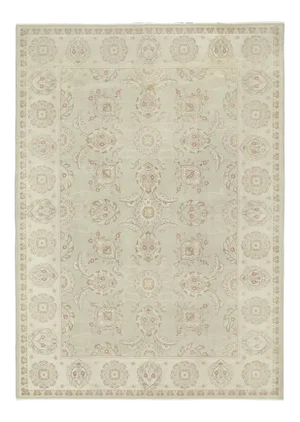 Vintage Turkish Oushak Handmade Cotton Beige Wool Area Rug