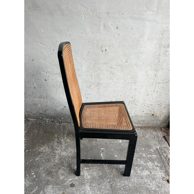 Black Lacquered Cane Dining Chairs, 1980s, Set of 4 For Sale - Image 3 of 7
