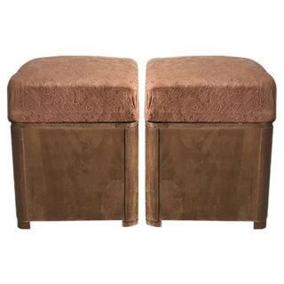 Art Deco Wooden Ottoman Stools, 1930s, Set of 2 For Sale