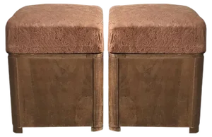 Art Deco Wooden Ottoman Stools, 1930s, Set of 2