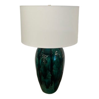 Modern Emerald Drip Glaze Ceramic Ceralene Table Lamp For Sale
