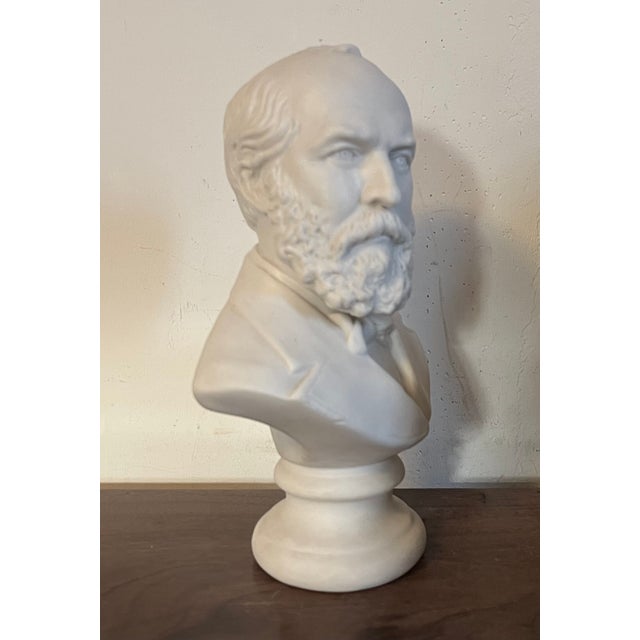 White Antique 19th Century English Parian Porcelain Bisque Portrait Bust of President James Garfield For Sale - Image 8 of 14