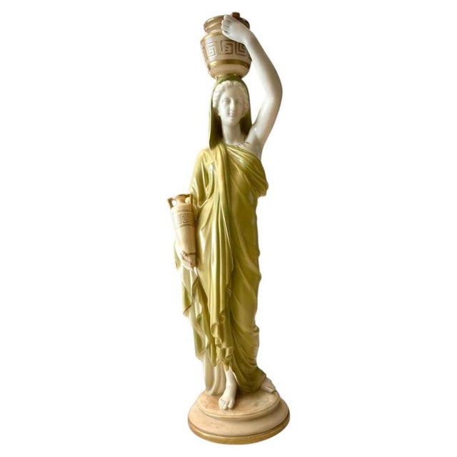 Porcelain Classical Maiden with Water Pot and Jug from Royal Worcester For Sale - Image 11 of 11