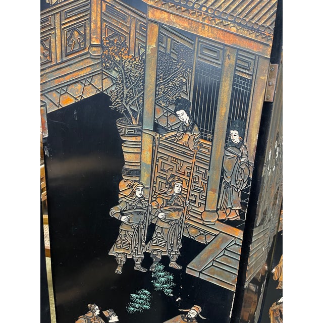 Vintage Six-Paneled Double-Sided Japanese Room Divider Screen For Sale - Image 15 of 18