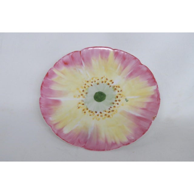 Art Nouveau Carl Knoll Yellow and Pink Flower Small Plate Karlsbad Austria Porcelain 4807b For Sale - Image 3 of 14