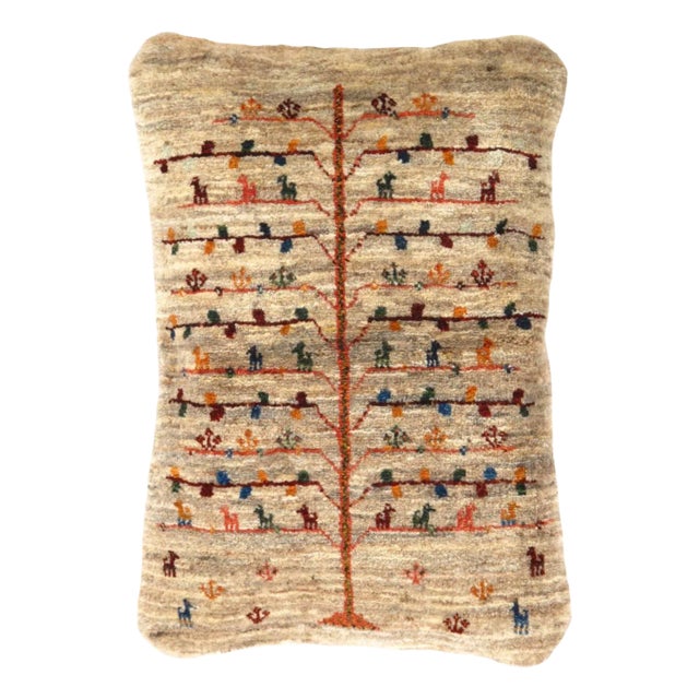 Pasargad DC Fine Hand Knotted Persian Gabbeh Pillow For Sale