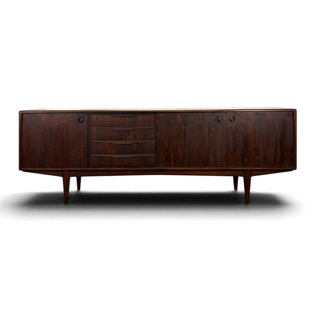 Brown Scandinavian Sideboard in Wood with 2 Doors and 4 Drawers, 1960s For Sale - Image 8 of 8